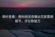 限时查看：黑料网深夜曝出花絮震撼细节，评论数破万