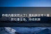 昨晚内幕突然火了！黑料网主持人居然引爆全场，持续刷屏