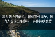 黑料网今日最热：爆料事件曝光，圈内人现场出乎意料，事件持续发酵