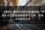 【爆料】蘑菇影视在线观看突发：明星在今日凌晨被曝曾参与丑闻，惊艳全场席卷全网