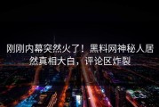 刚刚内幕突然火了！黑料网神秘人居然真相大白，评论区炸裂