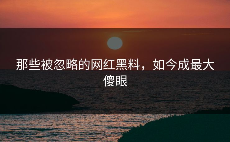 那些被忽略的网红黑料，如今成最大傻眼