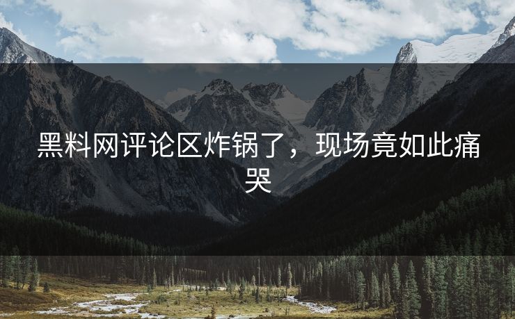 黑料网评论区炸锅了，现场竟如此痛哭