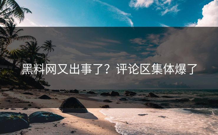 黑料网又出事了？评论区集体爆了
