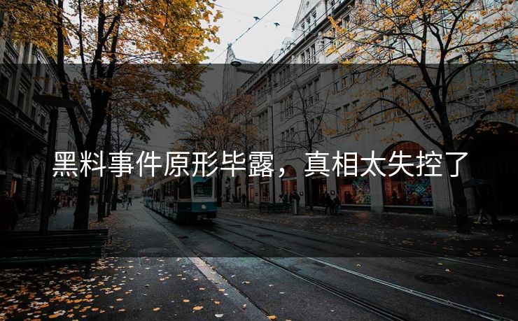 黑料事件原形毕露，真相太失控了