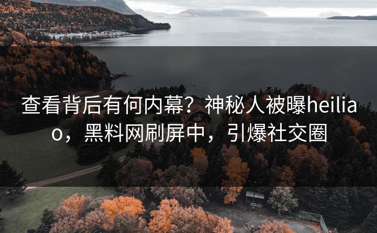 查看背后有何内幕？神秘人被曝heiliao，黑料网刷屏中，引爆社交圈