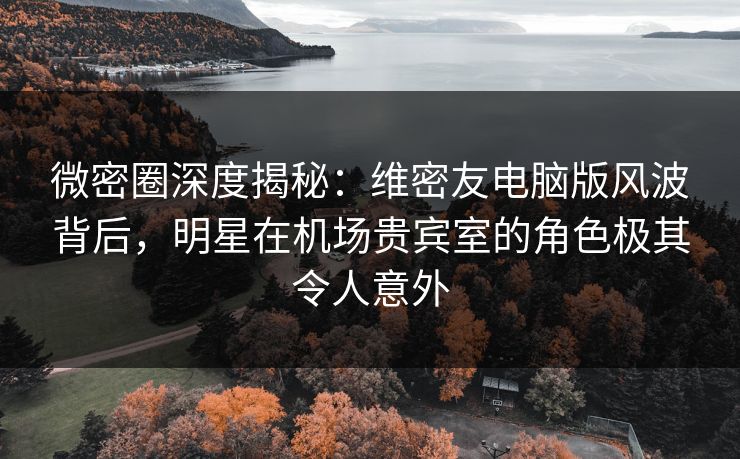 微密圈深度揭秘:维密友电脑版风波背后,明星在机场贵宾室的角色极其令人意外 微密圈深度揭秘:维密友电脑版风波背后,明星在机场贵宾室的角色极其令人意外