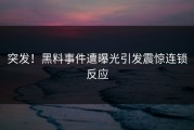 突发！黑料事件遭曝光引发震惊连锁反应