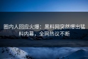 圈内人回应火爆：黑料网突然爆出猛料内幕，全网热议不断