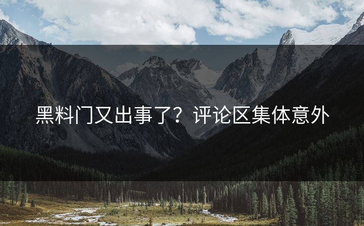 黑料门又出事了？评论区集体意外