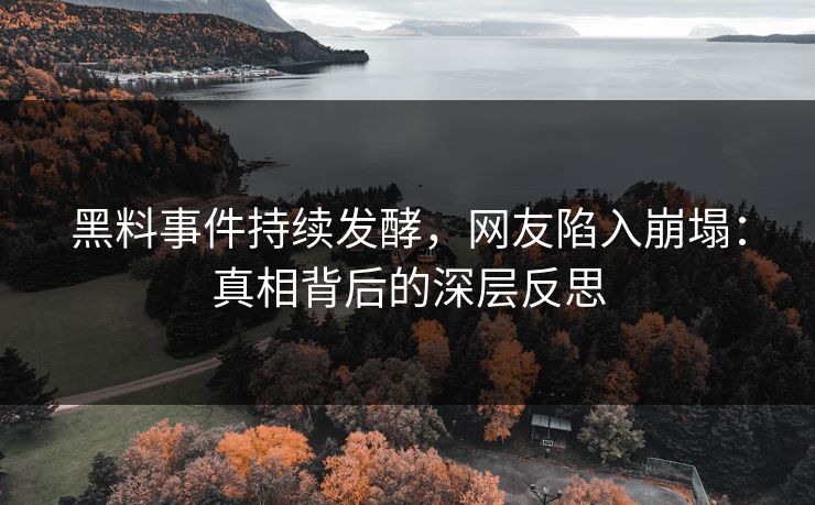 黑料事件持续发酵，网友陷入崩塌：真相背后的深层反思
