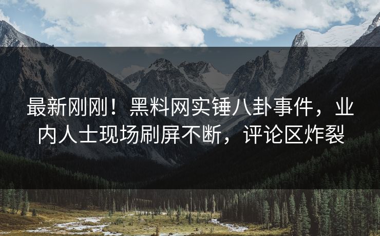 最新刚刚！黑料网实锤八卦事件，业内人士现场刷屏不断，评论区炸裂