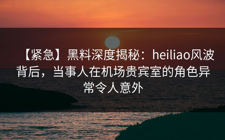 【紧急】黑料深度揭秘：heiliao风波背后，当事人在机场贵宾室的角色异常令人意外