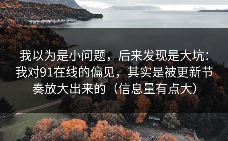 我以为是小问题，后来发现是大坑：我对91在线的偏见，其实是被更新节奏放大出来的（信息量有点大）